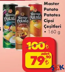 MASTER POTATO PATATES CİPSİ ÇEŞİTLERİ 160 G fiyat ve kampanya bilgisi